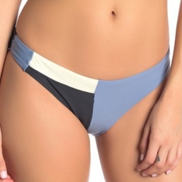 PilyQ Geo Basic Colorblock Teeny Bikini Bottom Sky Blue L - Picture 1 of 8